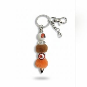 Cleveland Browns Pom Pom Keychain - Orange and Brown